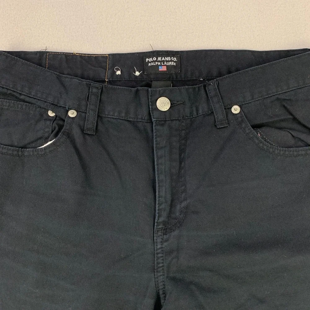 Ralph Lauren Polo Jeans Co Pants Womens 12 Black Denim Straight Leg Cotton